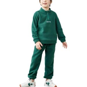 Arshiner Toddler Boys Letter Embroidery Half Zip Sweatshirt & Pants Set Fuzzy Fleece Fall Winter Outfits 2~6 Years(Green)