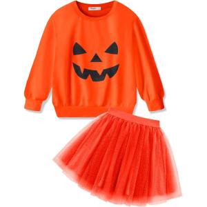 Arshiner Toddler Girl Clothes Long Sleeve Pullover Sweatshirt and Tutu Skirt 2 Piece Outfits Kids Clothing Set Party Dress(Halloween)