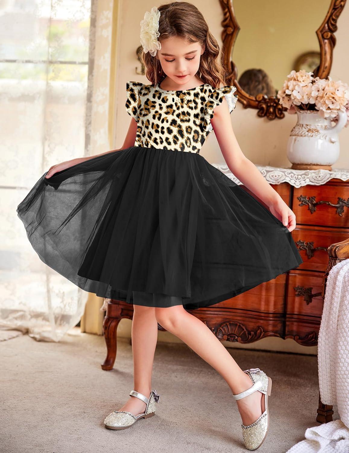 image:imageArshiner Toddler Tutu Dress Little Girls Fluffy Summer Dresses Casual Party Tulle Sundress for Kids 26YBlackleopard