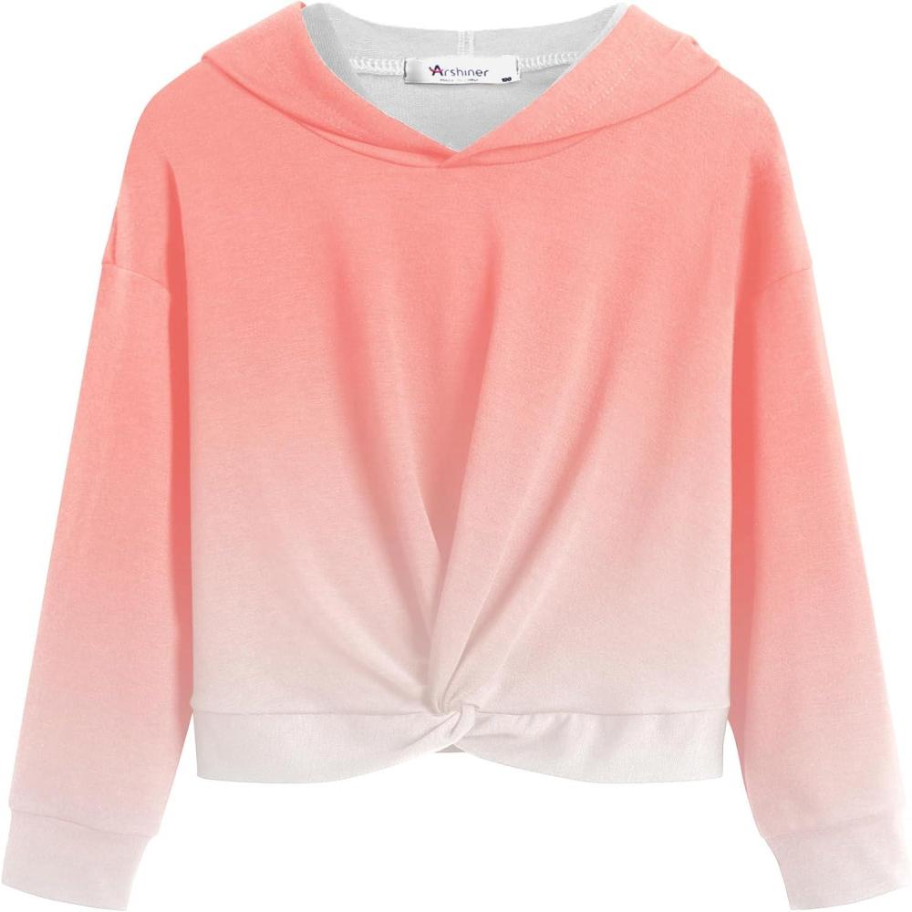 image:imageArshiner Hoodies for Teen Girls Twist Front Tie Dye Hooded Sweatshirt Casual Long Sleeve Tops Clothes for 513 YearsCoral White