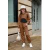 Arshiner 3 Piece Girls Jogger Set Sweatsuits Crop Sweatshirt Hoodie Adjustable Cami Top and Sweatpants(Brown)
