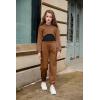 Arshiner 3 Piece Girls Jogger Set Sweatsuits Crop Sweatshirt Hoodie Adjustable Cami Top and Sweatpants(Brown)