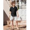 Arshiner Boys Button Down Shirt Short Sleeve Collar Leather Patch Woven Shirts Size 4-12 Years(Black)
