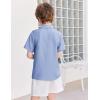Arshiner Boys Button Down Shirt Short Sleeve Collar Leather Patch Woven Shirts Size 4-12 Years(Blue)