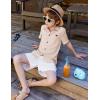 Arshiner Boys Button Down Shirt Short Sleeve Collar Leather Patch Woven Shirts Size 4-12 Years(Buttery Yellow)