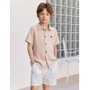 Arshiner Boys Button Down Shirt Short Sleeve Collar Leather Patch Woven Shirts Size 4-12 Years(Buttery Yellow)