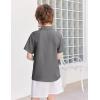 Arshiner Boys Button Down Shirt Short Sleeve Collar Leather Patch Woven Shirts Size 4-12 Years(Granite Gray)