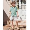 Arshiner Boys Button Down Shirt Short Sleeve Collar Leather Patch Woven Shirts Size 4-12 Years(Mint Green)