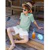 Arshiner Boys Button Down Shirt Short Sleeve Collar Leather Patch Woven Shirts Size 4-12 Years(Mint Green)