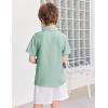 Arshiner Boys Button Down Shirt Short Sleeve Collar Leather Patch Woven Shirts Size 4-12 Years(Mint Green)