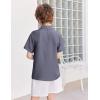 Arshiner Boys Button Down Shirt Short Sleeve Collar Leather Patch Woven Shirts Size 4-12 Years(Rock Gray)
