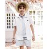 Arshiner Boys Button Down Shirt Short Sleeve Collar Leather Patch Woven Shirts Size 4-12 Years(White)