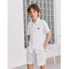 Arshiner Boys Button Down Shirt Short Sleeve Collar Leather Patch Woven Shirts Size 4-12 Years(White)