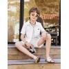Arshiner Boys Button Down Shirt Short Sleeve Collar Leather Patch Woven Shirts Size 4-12 Years(White)