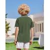 Arshiner Boys Button Down Shirt Short Sleeve Knit Shirt Summer Vintage Fashion Casual Beach Shirts for Kids 3-14 Years(Army Green)