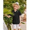 Arshiner Boys Button Down Shirt Short Sleeve Knit Shirt Summer Vintage Fashion Casual Beach Shirts for Kids 3-14 Years(Black)