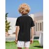 Arshiner Boys Button Down Shirt Short Sleeve Knit Shirt Summer Vintage Fashion Casual Beach Shirts for Kids 3-14 Years(Black)