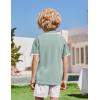 Arshiner Boys Button Down Shirt Short Sleeve Knit Shirt Summer Vintage Fashion Casual Beach Shirts for Kids 3-14 Years(Ice Green)