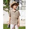 Arshiner Boys Button Down Shirt Short Sleeve Knit Shirt Summer Vintage Fashion Casual Beach Shirts for Kids 3-14 Years(Khaki)