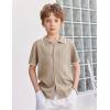 Arshiner Boys Button Down Shirt Short Sleeve Knit Shirt Summer Vintage Fashion Casual Beach Shirts for Kids 3-14 Years(Khaki)