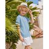 Arshiner Boys Button Down Shirt Short Sleeve Knit Shirt Summer Vintage Fashion Casual Beach Shirts for Kids 3-14 Years(Light Blue)