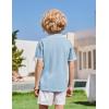 Arshiner Boys Button Down Shirt Short Sleeve Knit Shirt Summer Vintage Fashion Casual Beach Shirts for Kids 3-14 Years(Light Blue)