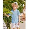 Arshiner Boys Button Down Shirt Short Sleeve Knit Shirt Summer Vintage Fashion Casual Beach Shirts for Kids 3-14 Years(Light Blue)