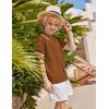 Arshiner Boys Button Down Shirt Short Sleeve Knit Shirt Summer Vintage Fashion Casual Beach Shirts for Kids 3-14 Years(Light Brown)
