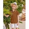 Arshiner Boys Button Down Shirt Short Sleeve Knit Shirt Summer Vintage Fashion Casual Beach Shirts for Kids 3-14 Years(Light Brown)
