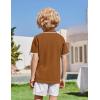 Arshiner Boys Button Down Shirt Short Sleeve Knit Shirt Summer Vintage Fashion Casual Beach Shirts for Kids 3-14 Years(Light Brown)