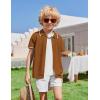 Arshiner Boys Button Down Shirt Short Sleeve Knit Shirt Summer Vintage Fashion Casual Beach Shirts for Kids 3-14 Years(Light Brown)