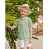 Arshiner Boys Button Down Shirt Short Sleeve Knit Shirt Summer Vintage Fashion Casual Beach Shirts for Kids 3-14 Years(Light Green)