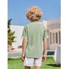 Arshiner Boys Button Down Shirt Short Sleeve Knit Shirt Summer Vintage Fashion Casual Beach Shirts for Kids 3-14 Years(Light Green)
