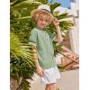 Arshiner Boys Button Down Shirt Short Sleeve Knit Shirt Summer Vintage Fashion Casual Beach Shirts for Kids 3-14 Years(Light Green)