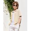 Arshiner Boys Button Down Shirt Short Sleeve Knit Shirt Summer Vintage Fashion Casual Beach Shirts for Kids 3-14 Years(Light Khaki)