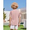 Arshiner Boys Button Down Shirt Short Sleeve Knit Shirt Summer Vintage Fashion Casual Beach Shirts for Kids 3-14 Years(Light Pink)