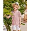 Arshiner Boys Button Down Shirt Short Sleeve Knit Shirt Summer Vintage Fashion Casual Beach Shirts for Kids 3-14 Years(Light Pink)