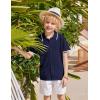 Arshiner Boys Button Down Shirt Short Sleeve Knit Shirt Summer Vintage Fashion Casual Beach Shirts for Kids 3-14 Years(Navy Blue)