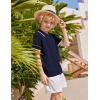 Arshiner Boys Button Down Shirt Short Sleeve Knit Shirt Summer Vintage Fashion Casual Beach Shirts for Kids 3-14 Years(Navy Blue)