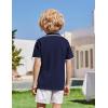Arshiner Boys Button Down Shirt Short Sleeve Knit Shirt Summer Vintage Fashion Casual Beach Shirts for Kids 3-14 Years(Navy Blue)