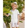 Arshiner Boys Button Down Shirt Short Sleeve Knit Shirt Summer Vintage Fashion Casual Beach Shirts for Kids 3-14 Years(White)