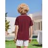 Arshiner Boys Button Down Shirt Short Sleeve Knit Shirt Summer Vintage Fashion Casual Beach Shirts for Kids 3-14 Years(Wine Red)