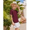 Arshiner Boys Button Down Shirt Short Sleeve Knit Shirt Summer Vintage Fashion Casual Beach Shirts for Kids 3-14 Years(Wine Red)