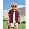 Arshiner Boys Button Down Shirt Short Sleeve Knit Shirt Summer Vintage Fashion Casual Beach Shirts for Kids 3-14 Years(Wine Red)