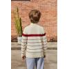 Arshiner Boy’s Cable Knitted Sweater Half Zip Lightweight Casual Pullovers for Kids 3-12 Years(Jersey Knit Off White/Red Srtiped)