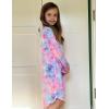 Arshiner Girls Nightgowns Long Sleeve Print Pajamas Nightdress for Kids Soft Sleep Wear Nighties(Purple Tie-dye Stars)