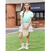 Arshiner Girls Ruffle Short Sleeve T Shirts Cute Little V Neck Tops Kids Summer Casual Blouses Clothes 5-12 Years(Gradient – Green)