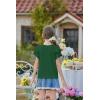 Arshiner Girls Ruffle Short Sleeve T Shirts Cute Little V Neck Tops Kids Summer Casual Blouses Clothes 5-12 Years(Green)