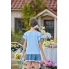 Arshiner Girls Ruffle Short Sleeve T Shirts Cute Little V Neck Tops Kids Summer Casual Blouses Clothes 5-12 Years(Light Blue)