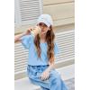 Arshiner Girls Ruffle Short Sleeve T Shirts Cute Little V Neck Tops Kids Summer Casual Blouses Clothes 5-12 Years(Light Blue)